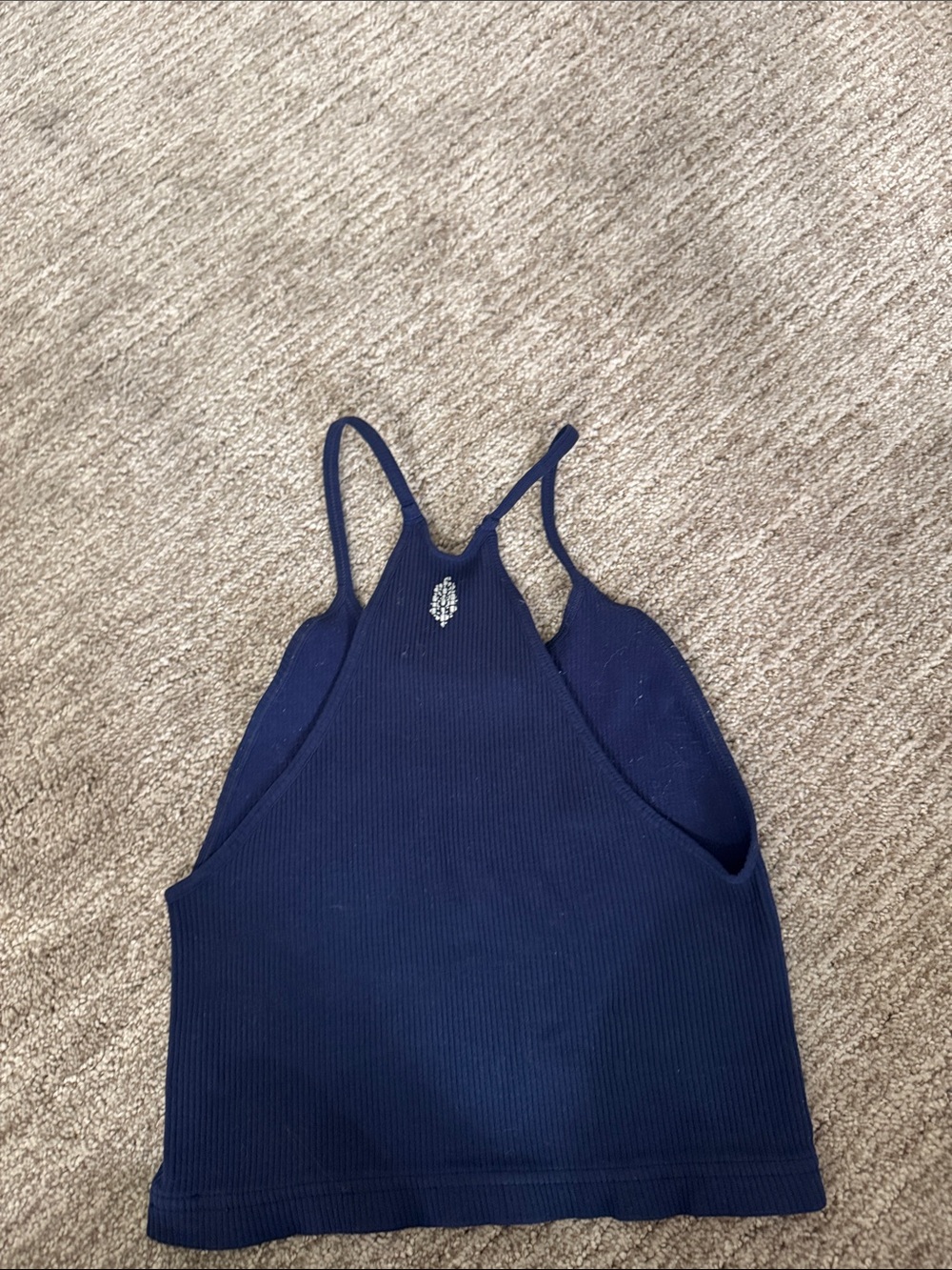 Free People Navy Ribbed Cropped Tank Top